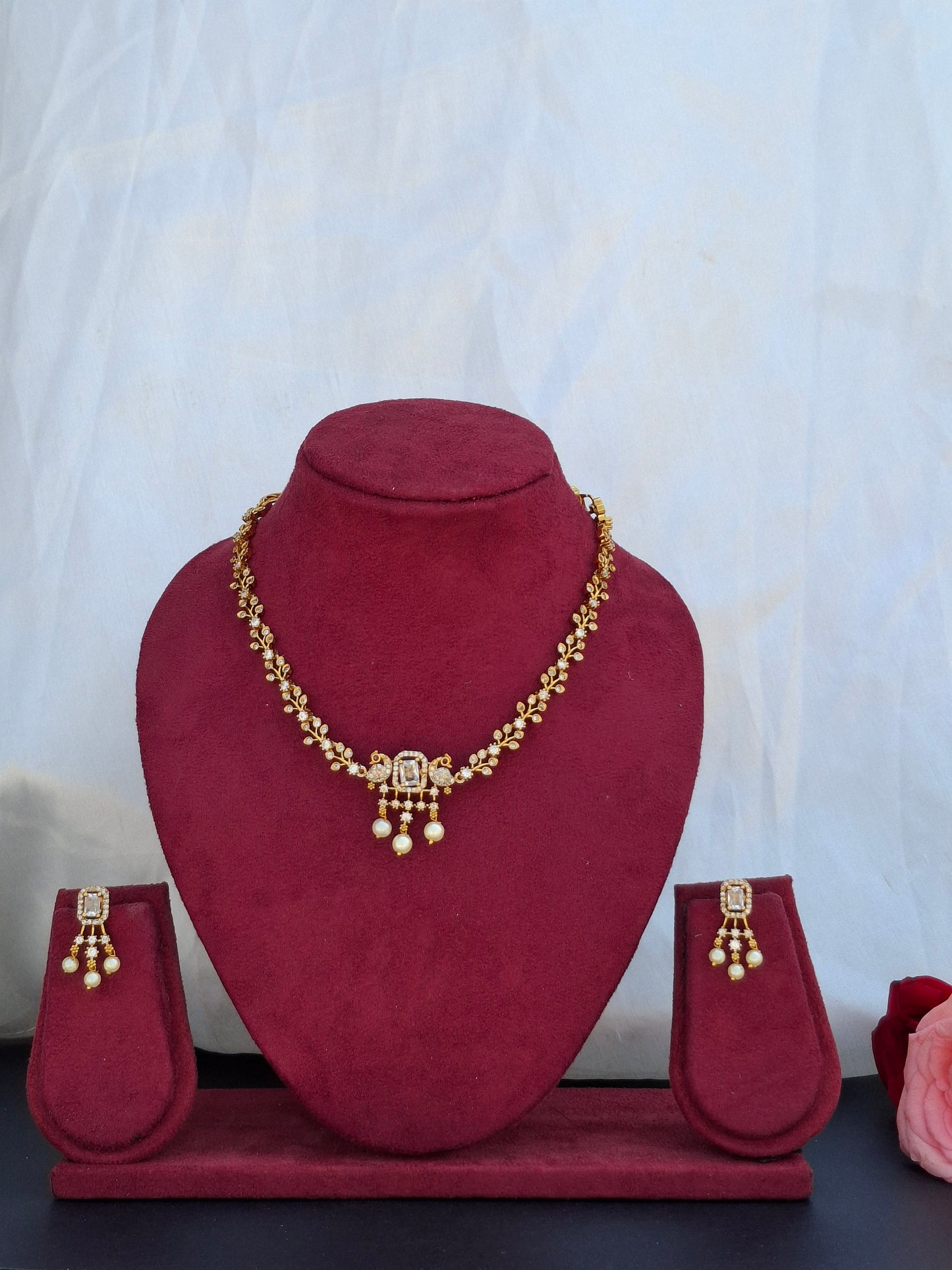 Multi-Color Stone Changeable Necklace Set with Earrings