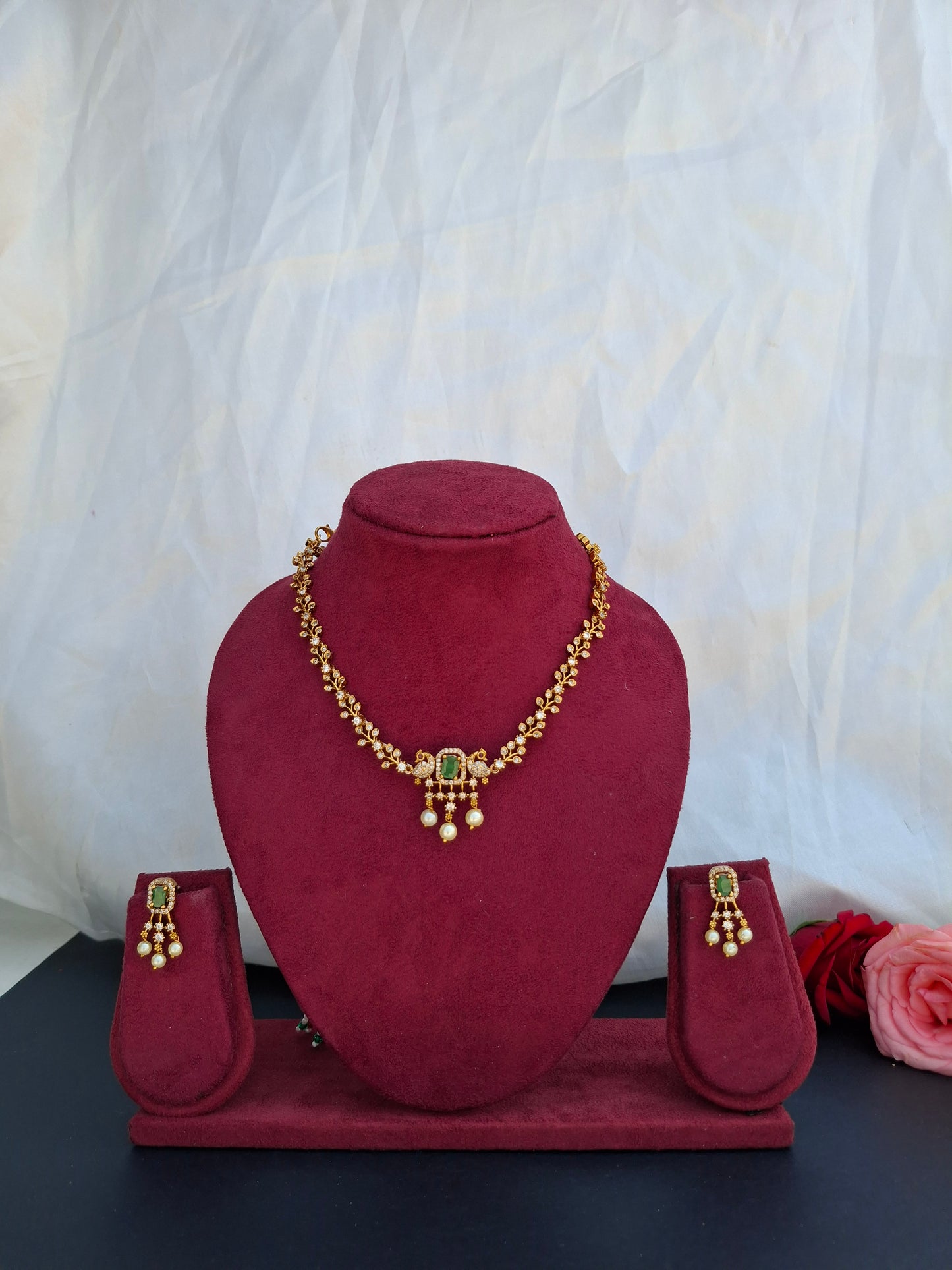 Multi-Color Stone Changeable Necklace Set with Earrings