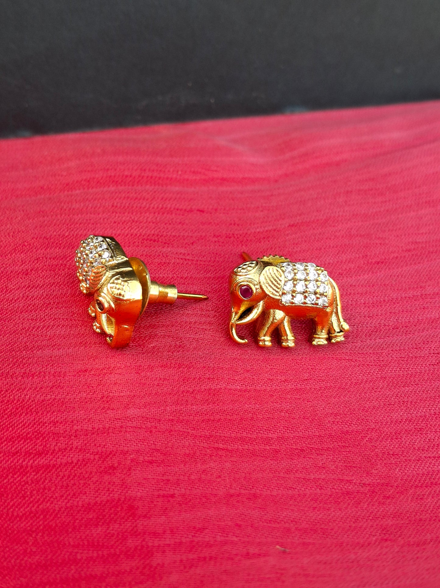 Royal Elephant Gold-Plated Stud Earrings