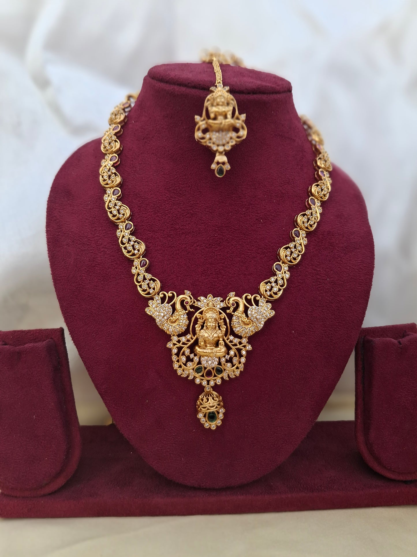 Traditional Lakshmi Temple Jewellery Set with Antique Gold Finish