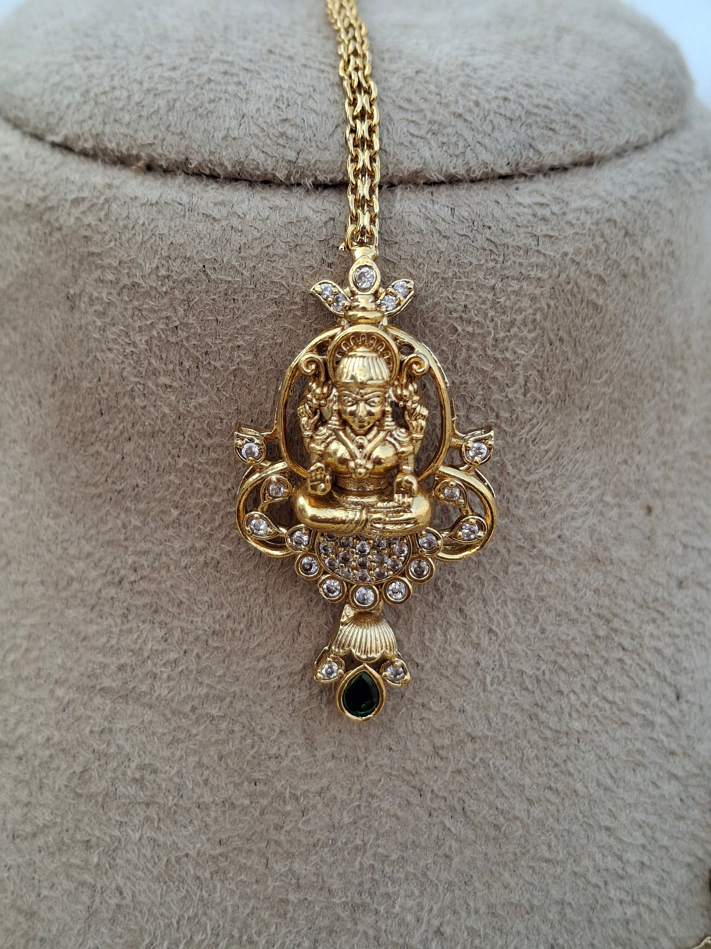 Traditional Lakshmi Temple Jewellery Set with Antique Gold Finish