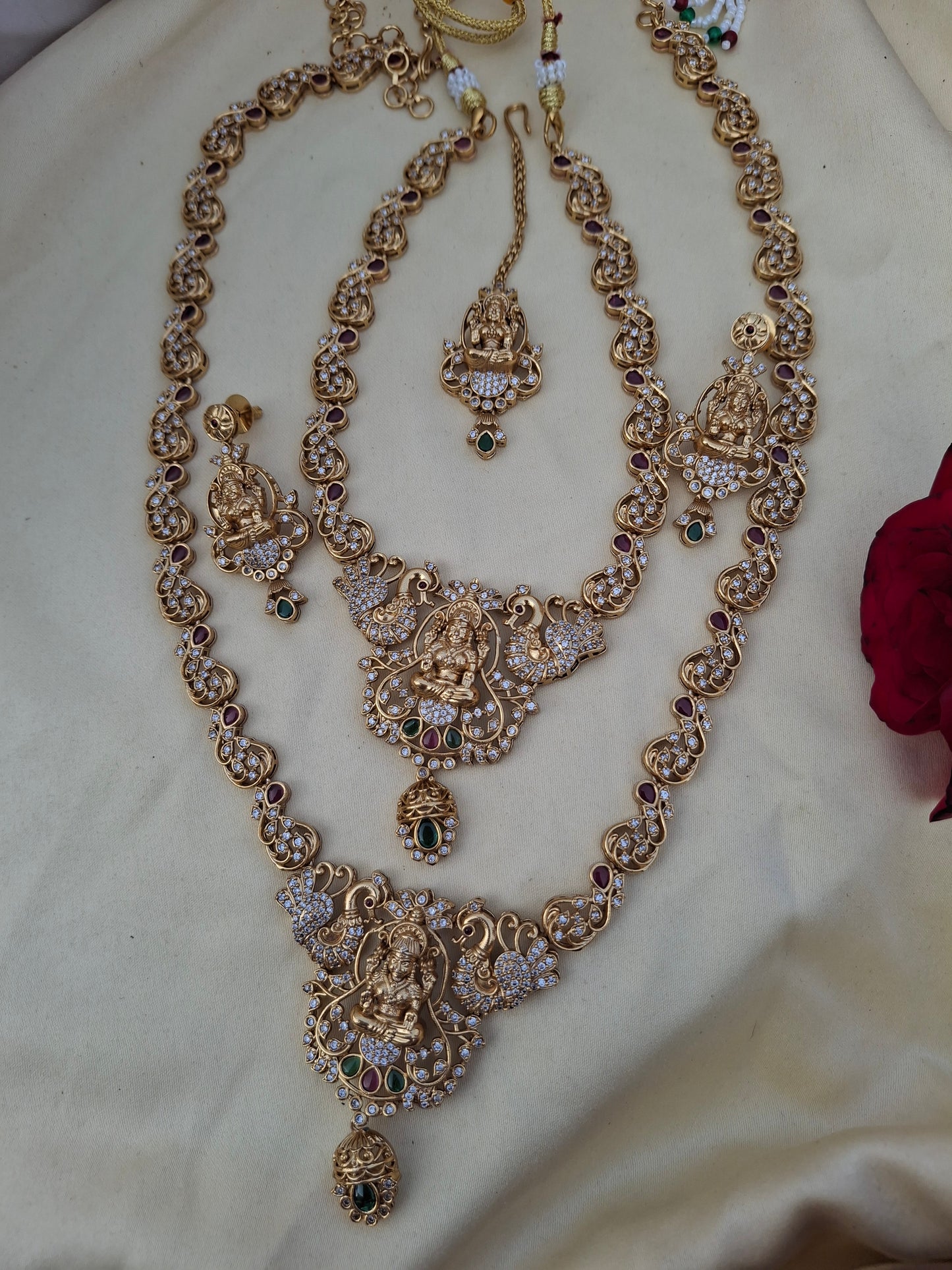 Traditional Lakshmi Temple Jewellery Set with Antique Gold Finish