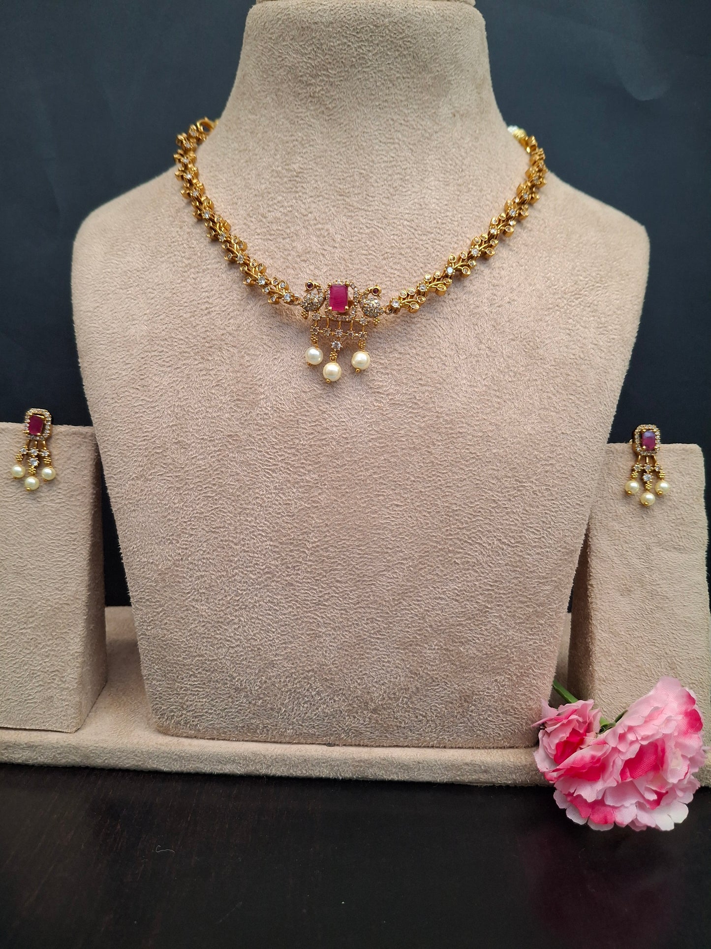 Multi-Color Stone Changeable Necklace Set with Earrings