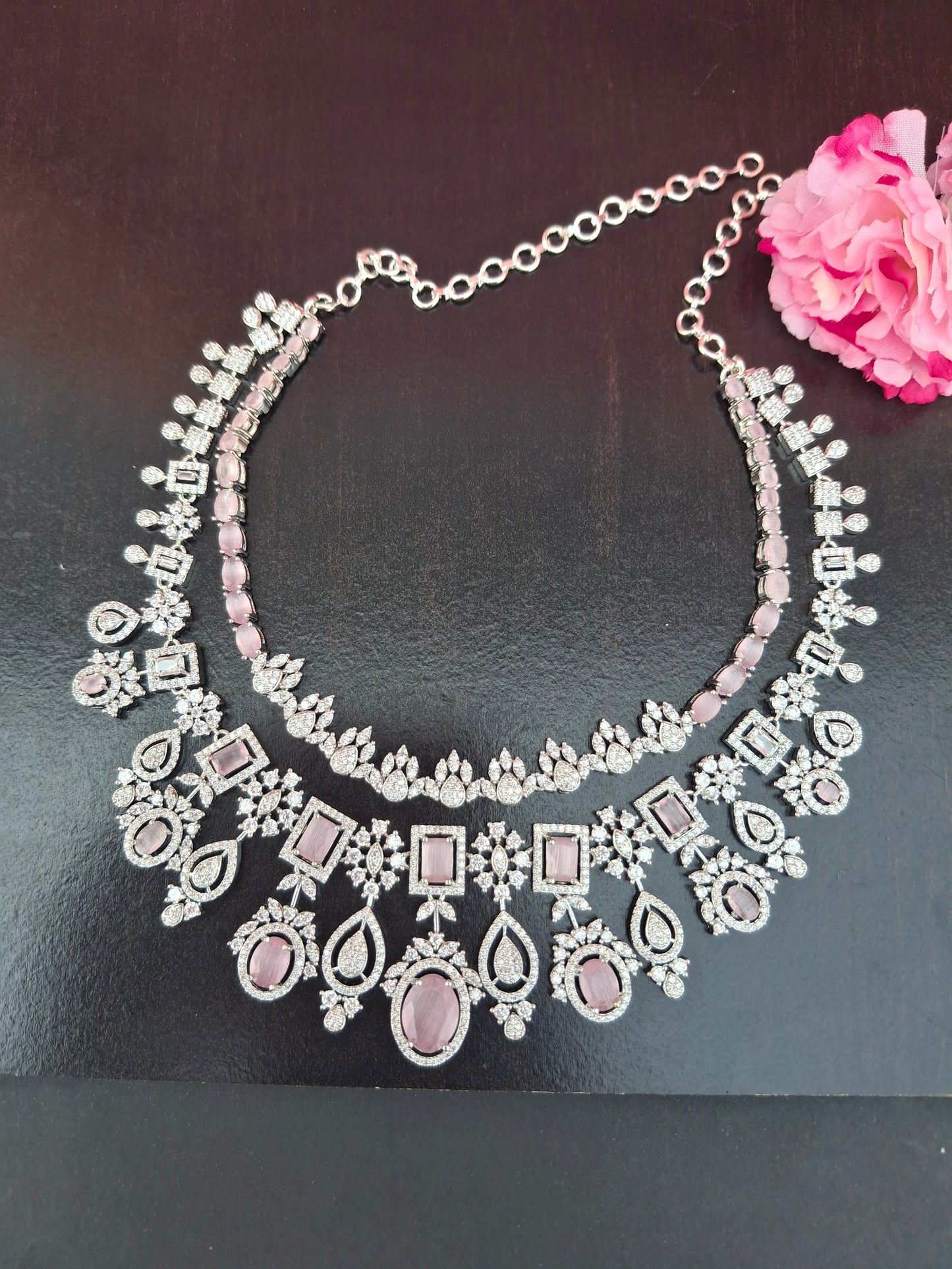 Graceful Bloom American Diamond Jewelry Set