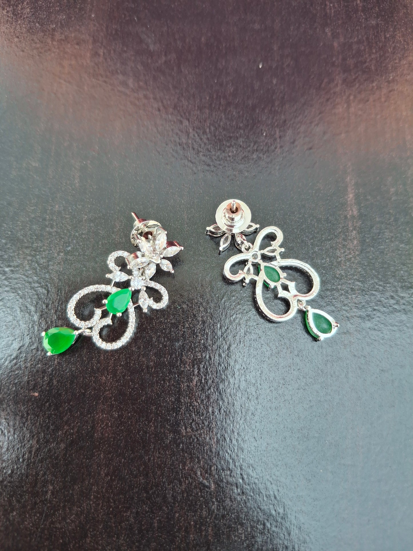 Emerald Grace Heart Shaped American Diamond Necklace Set