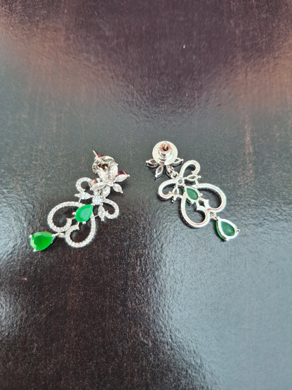Emerald Grace Heart Shaped American Diamond Necklace Set