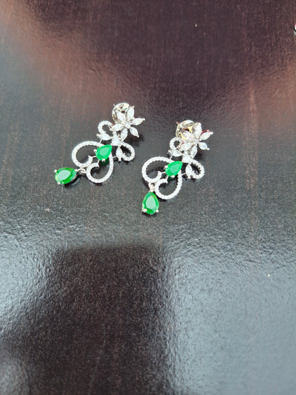 Emerald Grace Heart Shaped American Diamond Necklace Set