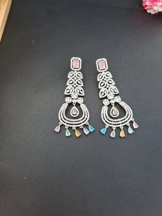 Luxe Silver-Plated Multicolor Crystal Dangle Earrings