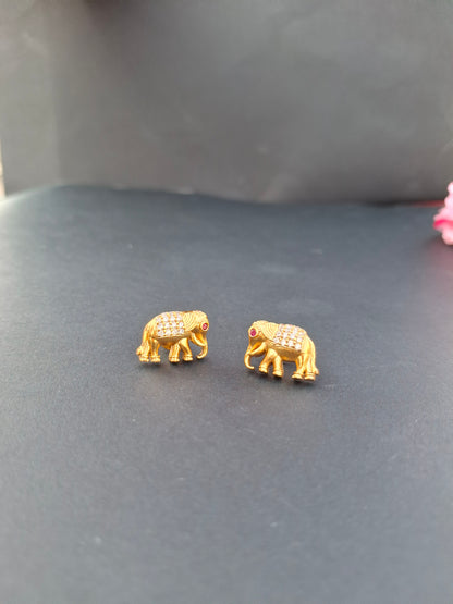 Royal Elephant Gold-Plated Stud Earrings