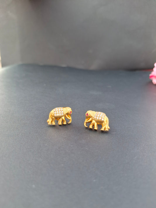 Royal Elephant Gold-Plated Stud Earrings