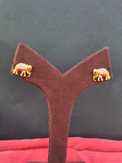 Royal Elephant Gold-Plated Stud Earrings