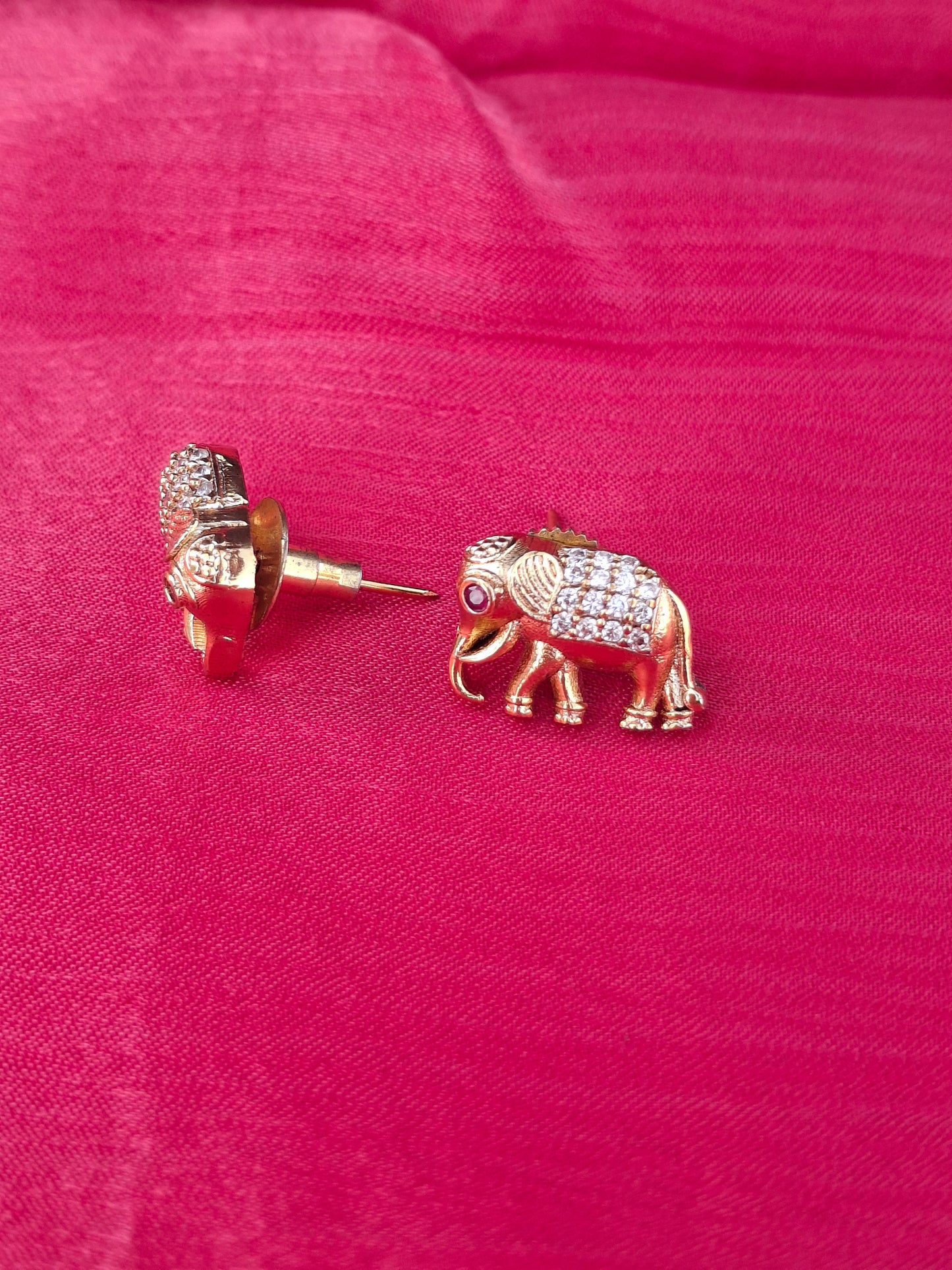 Royal Elephant Gold-Plated Stud Earrings