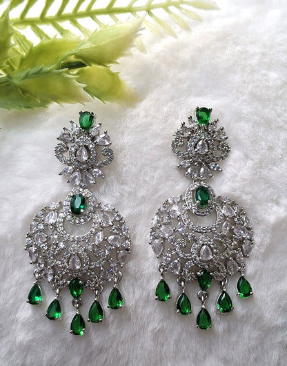 Majestic Emerald Green Chandbali Earrings