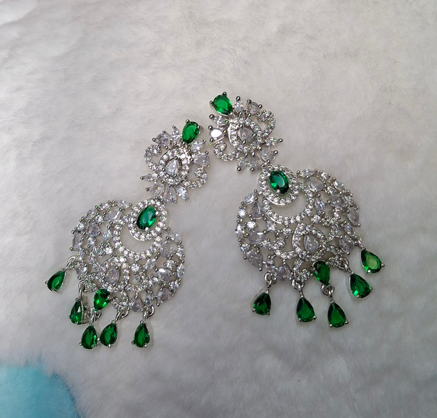 Majestic Emerald Green Chandbali Earrings