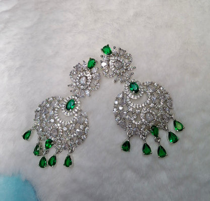 Majestic Emerald Green Chandbali Earrings