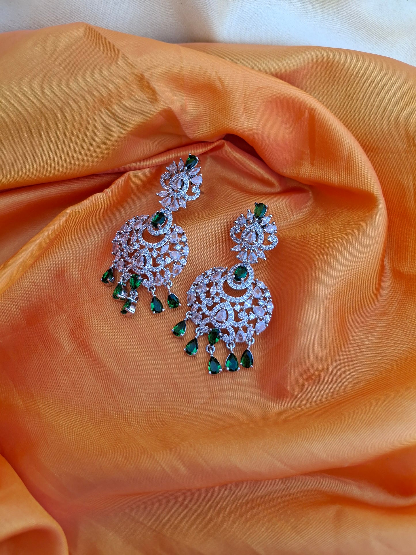 Majestic Emerald Green Chandbali Earrings