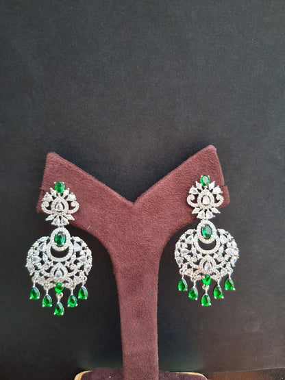 Majestic Emerald Green Chandbali Earrings