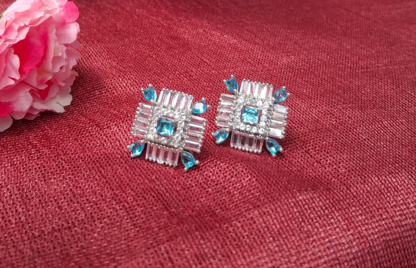Azure Radiance Silver Stud Earrings
