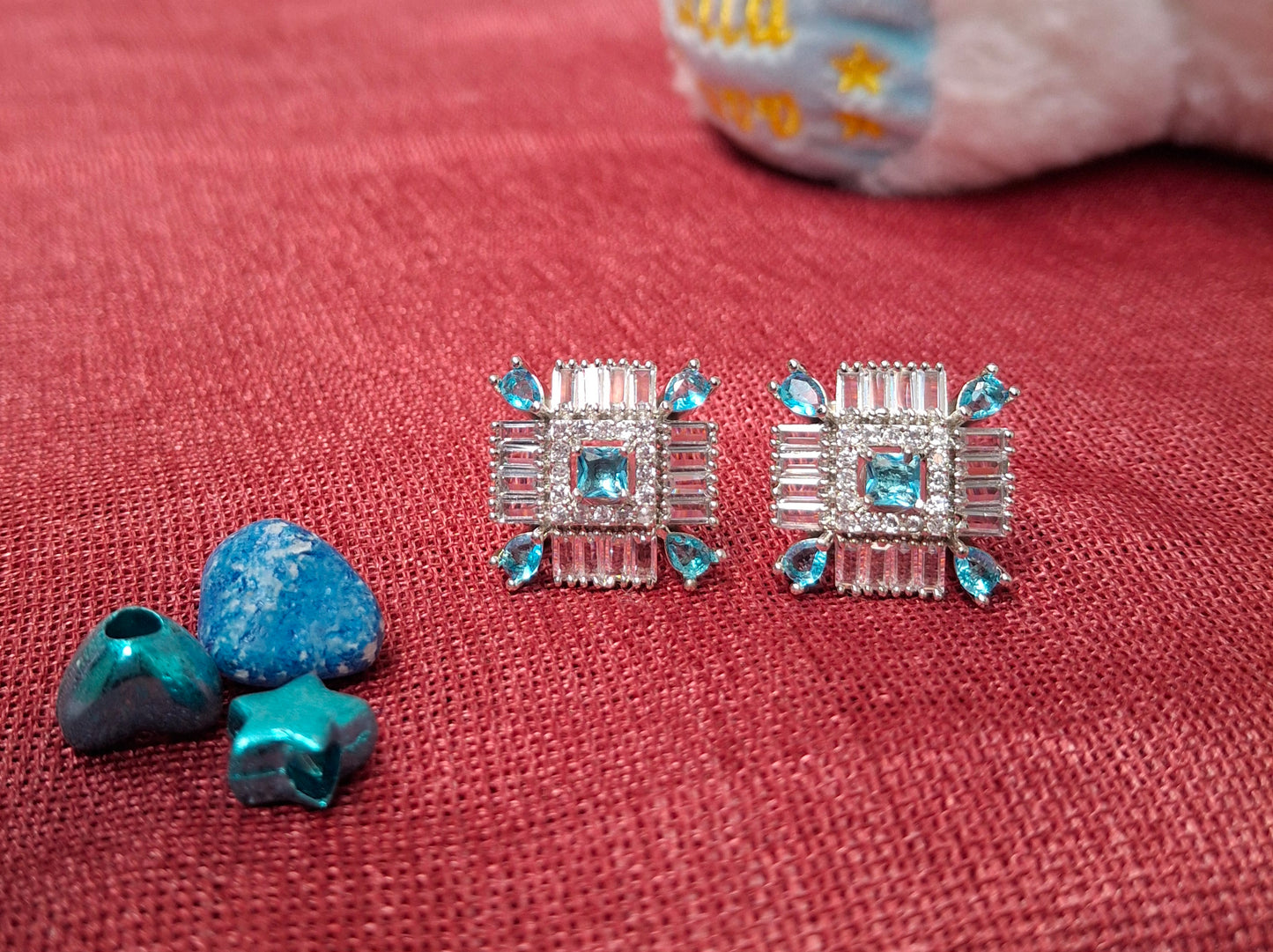 Azure Radiance Silver Stud Earrings