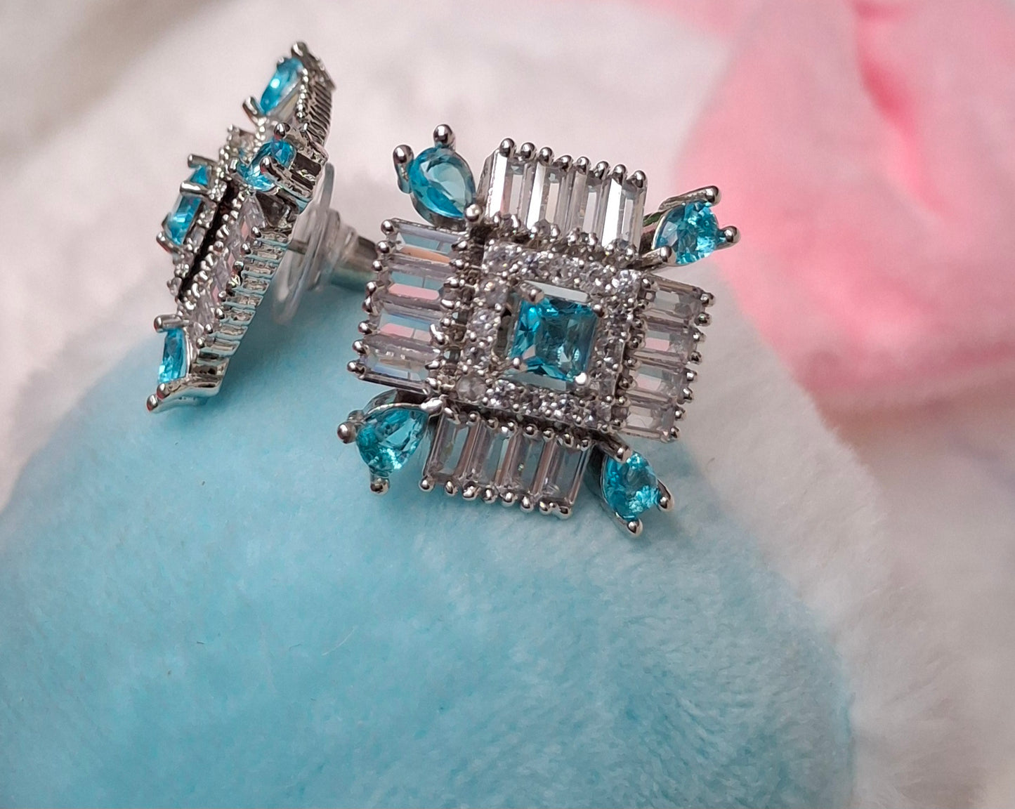 Azure Radiance Silver Stud Earrings