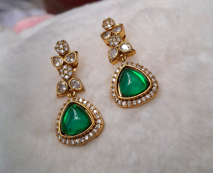 Royal Emerald Glow Gold-Plated Earrings