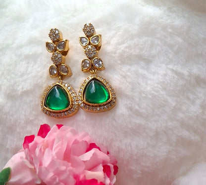 Royal Emerald Glow Gold-Plated Earrings