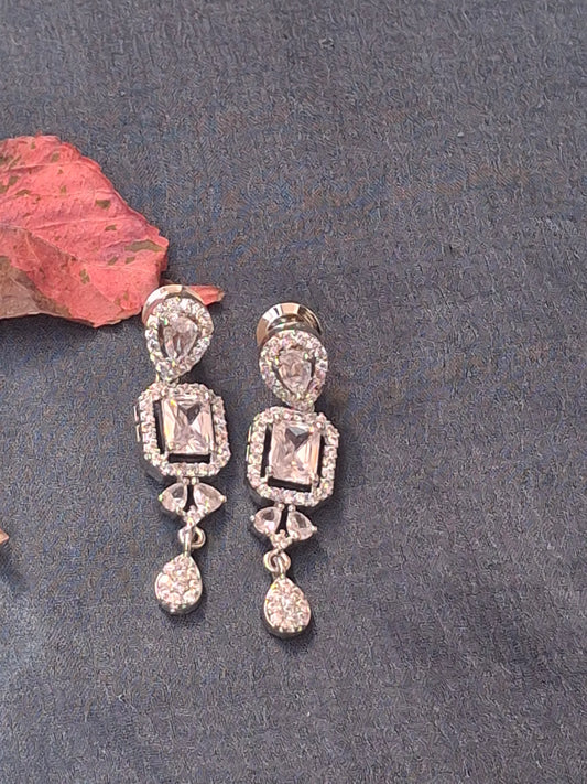 Elegant Silver Crystal Drop Earrings