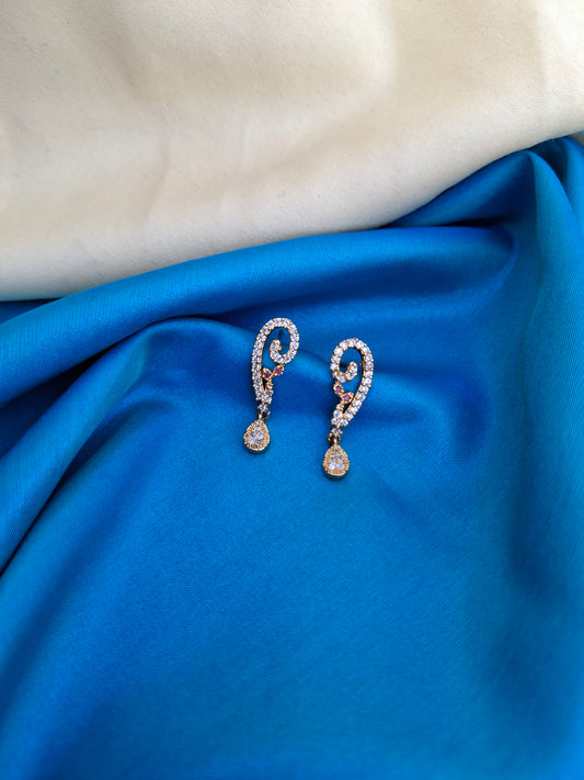 Gold-Plated Swirl Sparkle Drop Earrings
