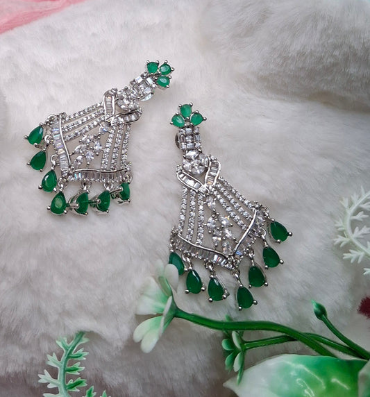 Silver green AS studed fashionable earrings