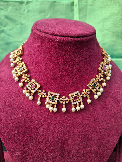 Traditional Kundan Choker Necklace Set with Earrings