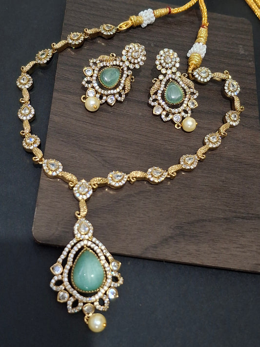 Pastel Green AD Necklace Set