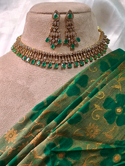 Emerald Green Stone Drop Choker Set