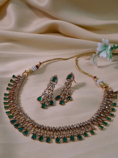 Emerald Green Stone Drop Choker Set