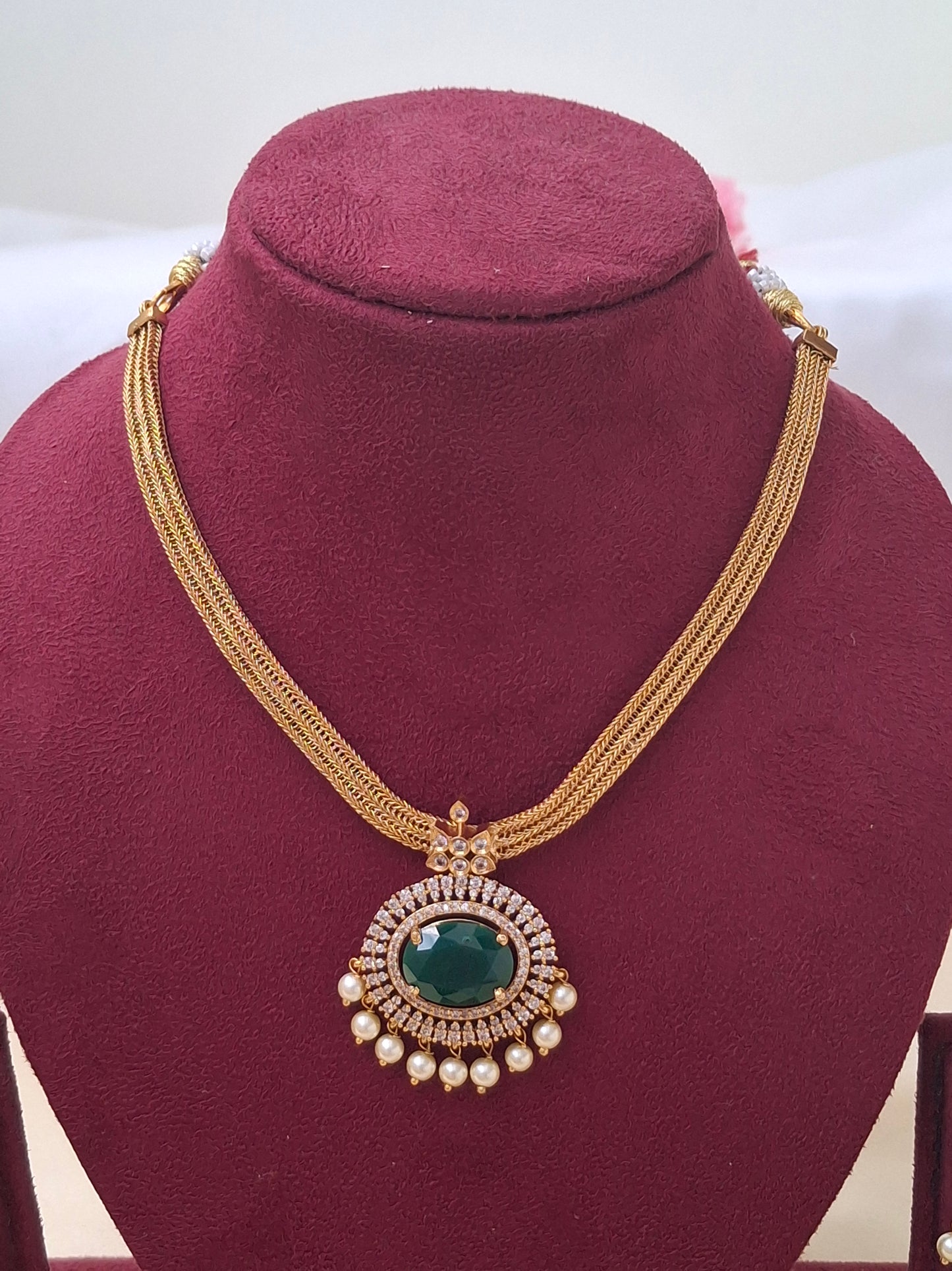 Emerald Radiance Gold Plated Necklace Set