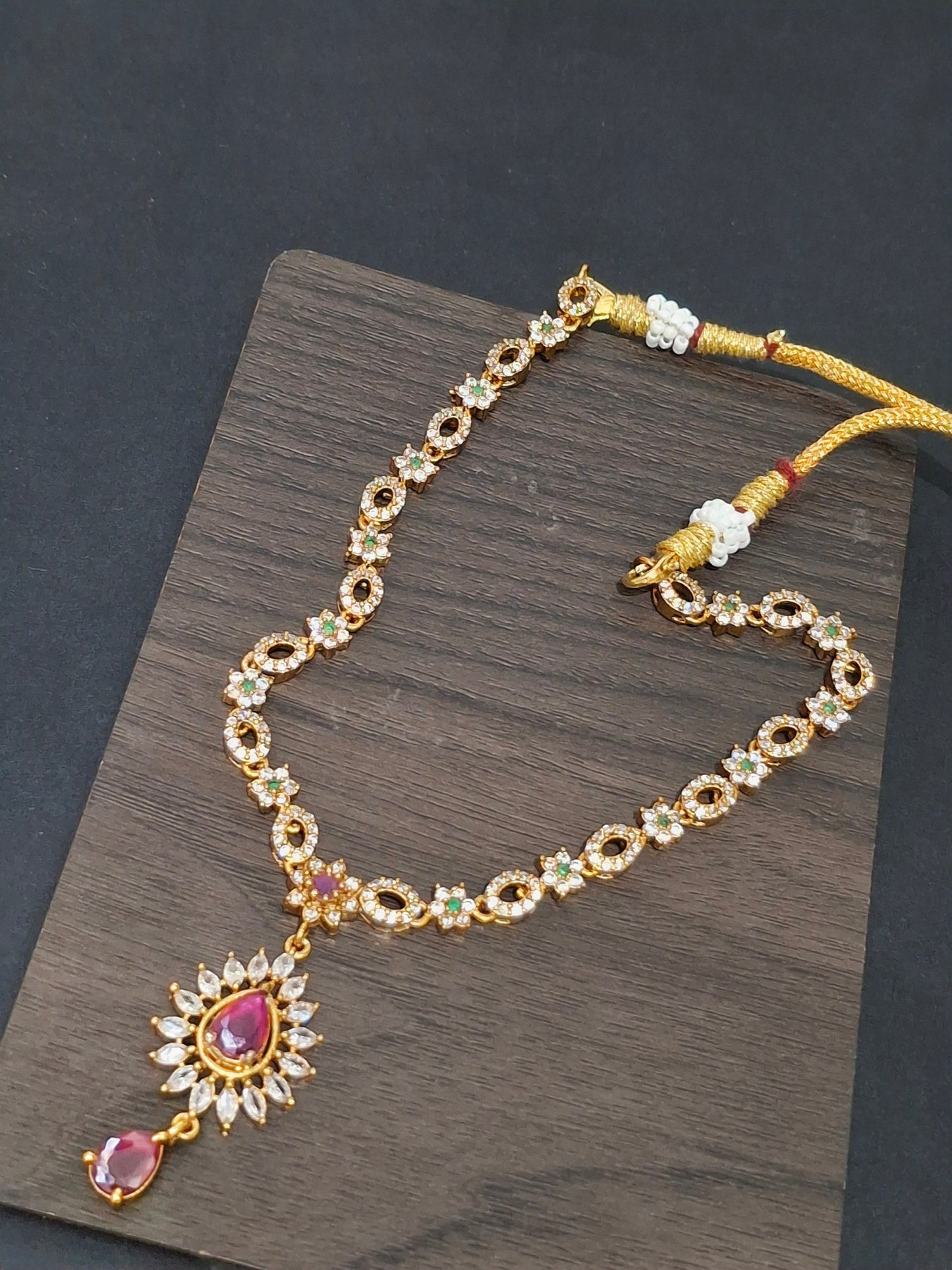 Ruby Red Teardrop Pendant Necklace Set