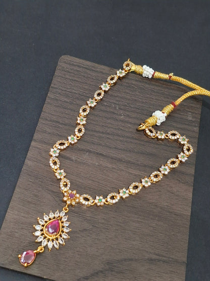 Ruby Red Teardrop Pendant Necklace Set